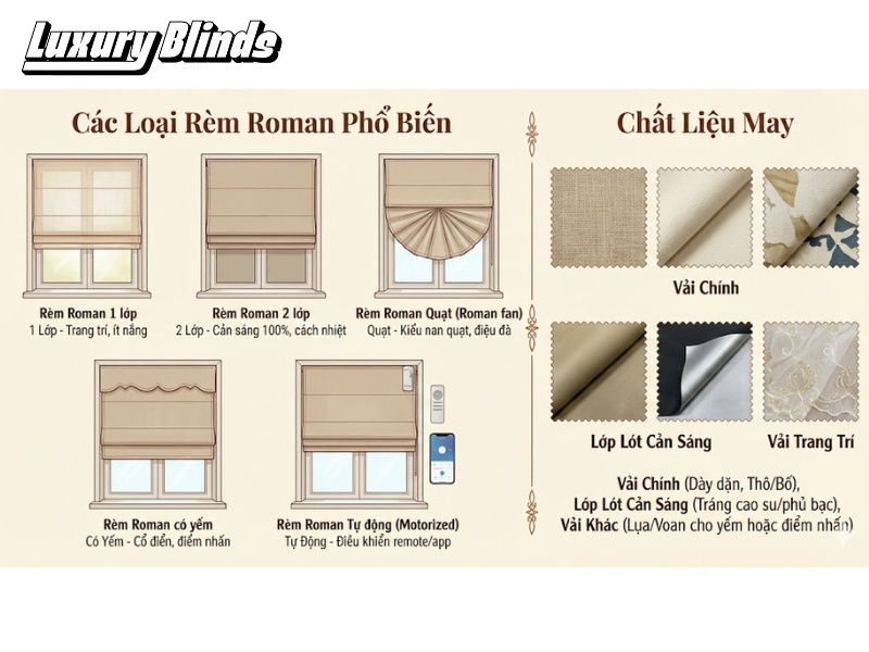 Các loại rèm Roman